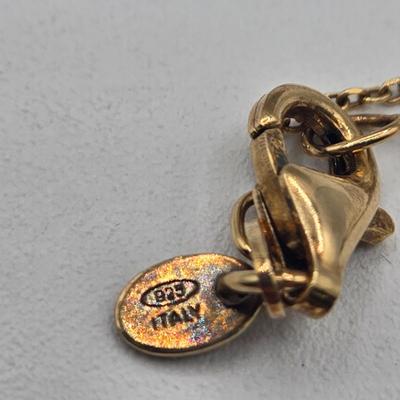 LOT 99J: 18 Inch Gold Vermeil Sterling Silver Chain and Two Pendants Including US Navy Heart Locket /11.8 gtw