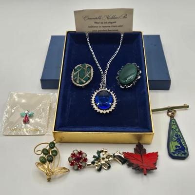 LOT 101J: Convertible Necklace and Multiple Pins