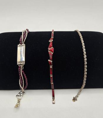 LOT 107J: Three Sterling Silver Bracelets / 32.6 gtw