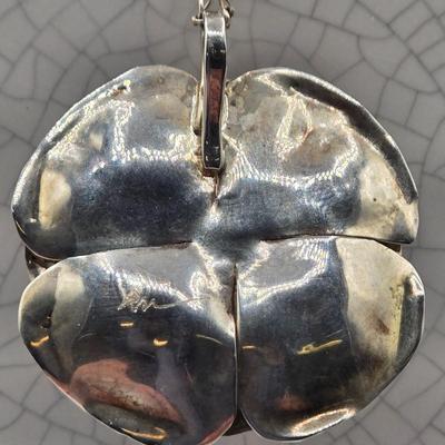 LOT 110J: Beautiful Silver Rose Pendant on 20 Inch Sterling Silver Chain / 23.2 Grams