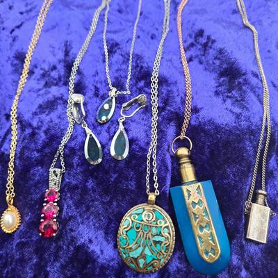 LOT 113J: Multiple Necklaces, One with Matching Earrings