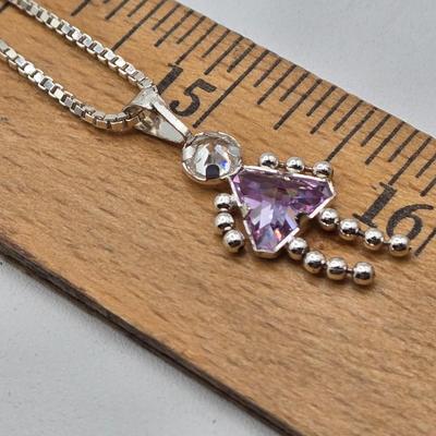 LOT 114J: Four Sterling Silver Necklaces, Two with Pendants / 31.7 gtw