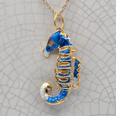 LOT 116J: Two Gold Vermeil Sterling Silver Chains with Articulated Sea Life Pendants