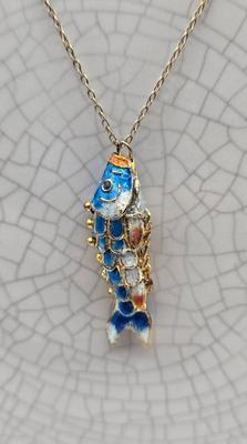 LOT 116J: Two Gold Vermeil Sterling Silver Chains with Articulated Sea Life Pendants