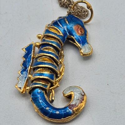 LOT 116J: Two Gold Vermeil Sterling Silver Chains with Articulated Sea Life Pendants