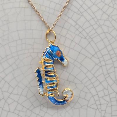 LOT 116J: Two Gold Vermeil Sterling Silver Chains with Articulated Sea Life Pendants