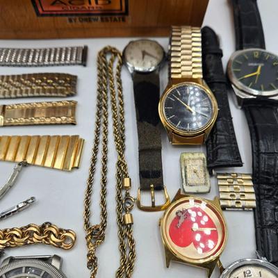 LOT 117: ACID Blondie Cigar Box with Watch Bands and More