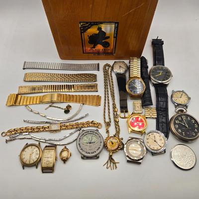 LOT 117: ACID Blondie Cigar Box with Watch Bands and More