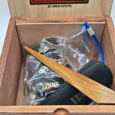LOT 118: ACID Kuba Kuba Cigar Box with10k Gold Filled Ring, Foreign Coins, Pens, Buttons, Pocket Knives, and More