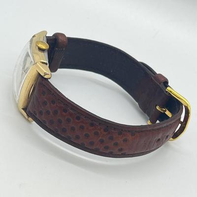 LOT 122: Vintage Elgin DeLuxe Men's Watch w/ 10K Gold Filled Bezel and Leather Band - Winds and Ticks