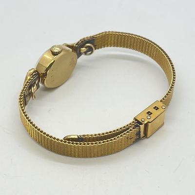 LOT 12: 14K Gold Bulova Ladies Watch w/ Diamonds on Gold Filled Band - Winds and Ticks