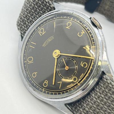 LOT 124: Vintage Technos WWII Military Watch - Winds and Ticks