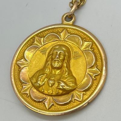 LOT 129: Gold Filled Neckaces w/ Religious Pendants