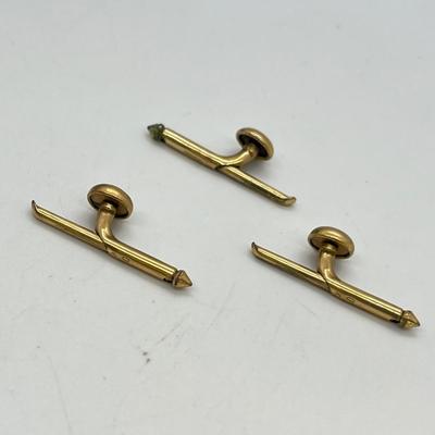 LOT 131: Vintage 14K Gold (Acid Tested) Cuff Links and Shirt Button Studs - 5.5 gtw