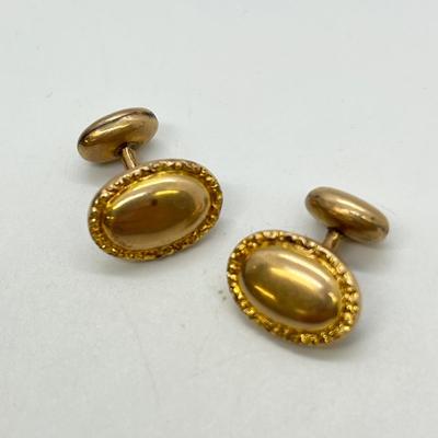 LOT 131: Vintage 14K Gold (Acid Tested) Cuff Links and Shirt Button Studs - 5.5 gtw