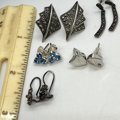 LOT 132: Sterling Silver Earrings - Marcasites and More - 13.4 gtw.