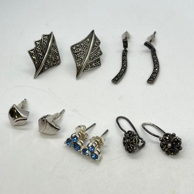 LOT 132: Sterling Silver Earrings - Marcasites and More - 13.4 gtw.