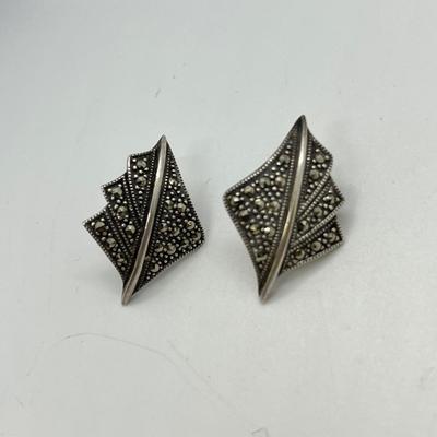 LOT 132: Sterling Silver Earrings - Marcasites and More - 13.4 gtw.