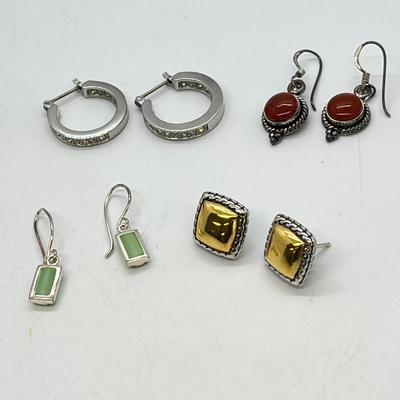 LOT 133: Sterling Silver Pierced Earrings - 15.8 gtw
