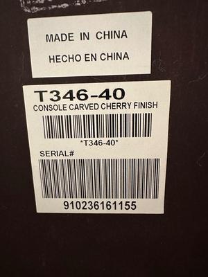 Carved Cherry Finish Console Table with Mirror