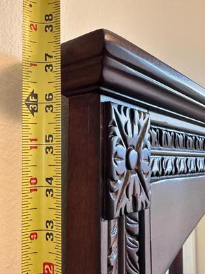 Carved Cherry Finish Console Table with Mirror