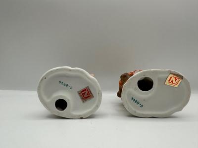 Napcoware Vintage Girl and Boy On Tree Stumps Figurines