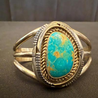 Sterling Silver Bracelets with Turquoise & Amber (K-HS)