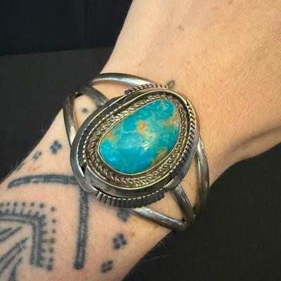 Sterling Silver Bracelets with Turquoise & Amber (K-HS)