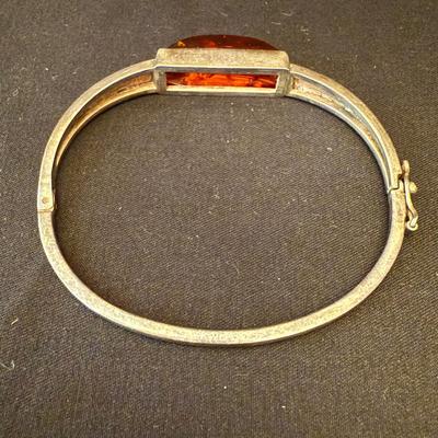 Sterling Silver Bracelets with Turquoise & Amber (K-HS)