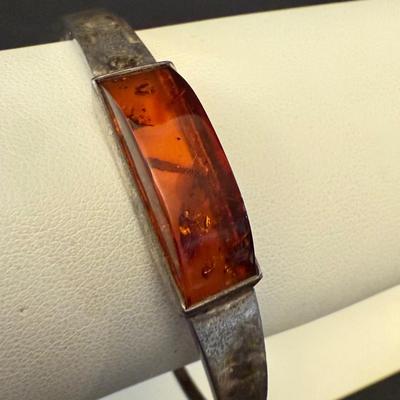 Sterling Silver Bracelets with Turquoise & Amber (K-HS)