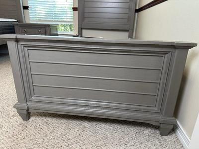 Gray Twin Bed Frame with Paneled Headboard & Footboard