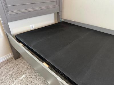 Gray Twin Bed Frame with Paneled Headboard & Footboard