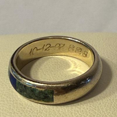 14K White Gold Bands with Lapis & Turquoise Stones (K-HS)