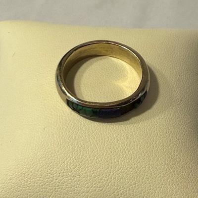 14K White Gold Bands with Lapis & Turquoise Stones (K-HS)