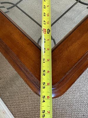 Beveled Glass-Top Coffee Table & Matching End Table with Metal Swan Base