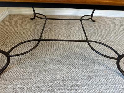 Beveled Glass-Top Coffee Table & Matching End Table with Metal Swan Base