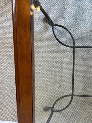 Beveled Glass-Top Coffee Table & Matching End Table with Metal Swan Base