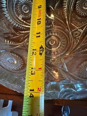 Vintage Pressed Glass Punch Bowl with 14 Cups