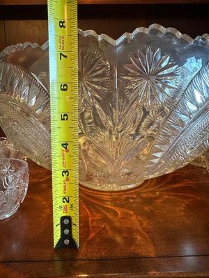 Vintage Pressed Glass Punch Bowl with 14 Cups