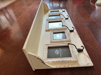 Farmhouse-Style Wall Shelf with Frames & Hooks