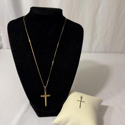 14K Gold Necklace Chain with Cross Pendants (K-HS)