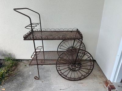 Wrought Iron Rolling Tea/Bar Cart
