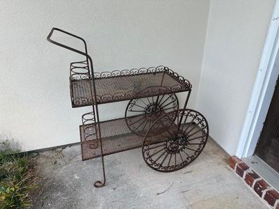 Wrought Iron Rolling Tea/Bar Cart