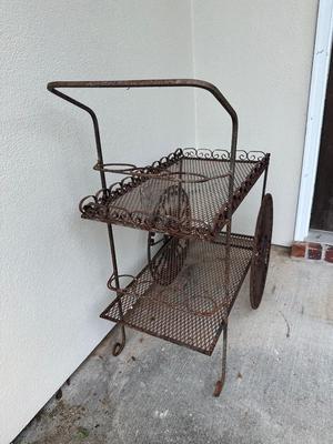Wrought Iron Rolling Tea/Bar Cart