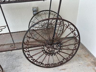 Wrought Iron Rolling Tea/Bar Cart