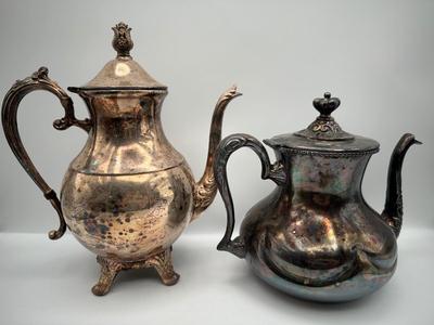 Pair of Vintage Silverplate Coffee/Teapots