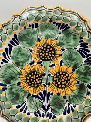 Hand-Painted Mexican Talavera Pottery Plate – Arte Juarez, Sunflower Design