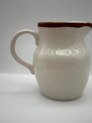 Country-Style Ceramic Pitcher with Blue Chicken Motif