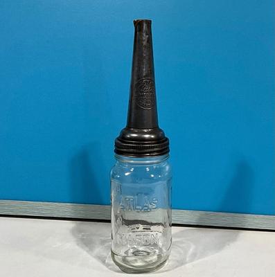 Vintage Oil Jar w/Spout (The Master Mfg. Co.Litchfield IL)