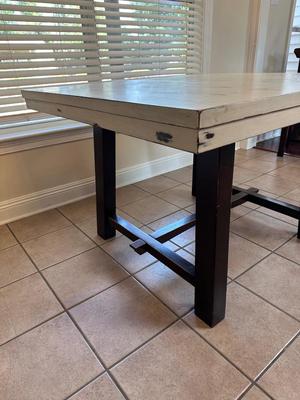 Farmhouse-Style Dining Table with 4 Ladder-Back Chairs (See Details)